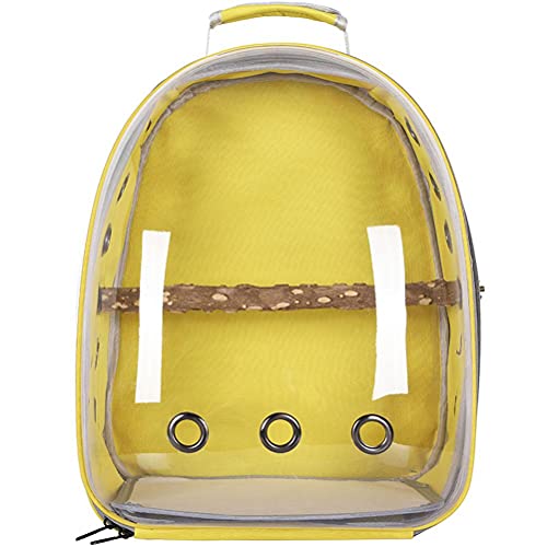 Eeneme Pet Papagei Rucksack, Atmungsaktiv Vogel Reisetasche, Transparent Transportk?fig mit doppelt offenem Rei?Verschluss, Bel¨¹ftung V?Gel Tr?ger mit Holz Stick Stand von Eeneme