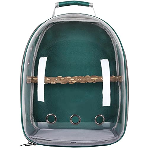 Eeneme Pet Papagei Rucksack, Atmungsaktiv Vogel Reisetasche, Transparent Transportkäfig mit doppelt offenem Reißverschluss, Belüftung Vögel Träger mit Holz Stick Stand von Eeneme