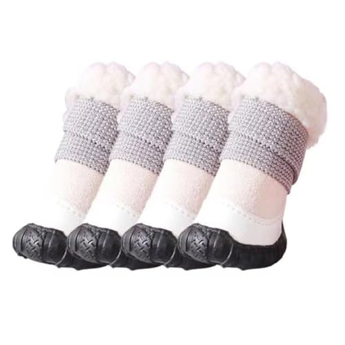 Eeuye 4-Teiliges Hundeschuhset für Den Winter, Bequem, Warm, für Hunde, Chihuahua, Regen-/Schneestiefel, Wasserdicht, für Den Außenbereich, rutschfeste Welpen-Sneakers B von Eeuye