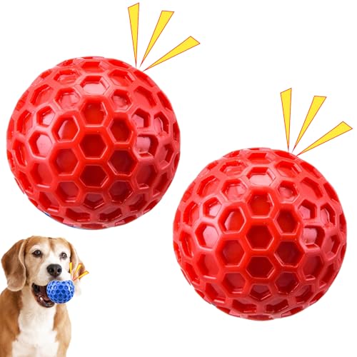 2pcs Hundeball Unzerstörbar,Unzerstörbarer Quietschender Hundeball,hundespielzeug Ball Unzerstörbar,Interaktives Kauspielzeug Aggressive Kauer,Kauspielzeug Für Kleine, Mittelgroße Haustiere,Hunde von Eevhrqw