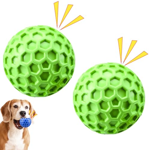 2pcs Hundeball Unzerstörbar,Unzerstörbarer Quietschender Hundeball,hundespielzeug Ball Unzerstörbar,Interaktives Kauspielzeug Aggressive Kauer,Kauspielzeug Für Kleine, Mittelgroße Haustiere,Hunde von Eevhrqw