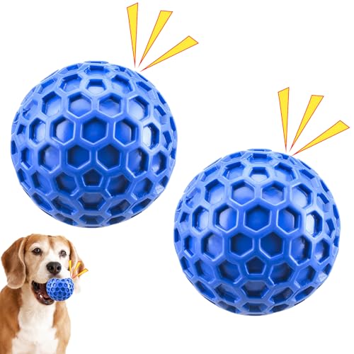 2pcs Hundeball Unzerstörbar,Unzerstörbarer Quietschender Hundeball,hundespielzeug Ball Unzerstörbar,Interaktives Kauspielzeug Aggressive Kauer,Kauspielzeug Für Kleine, Mittelgroße Haustiere,Hunde von Eevhrqw