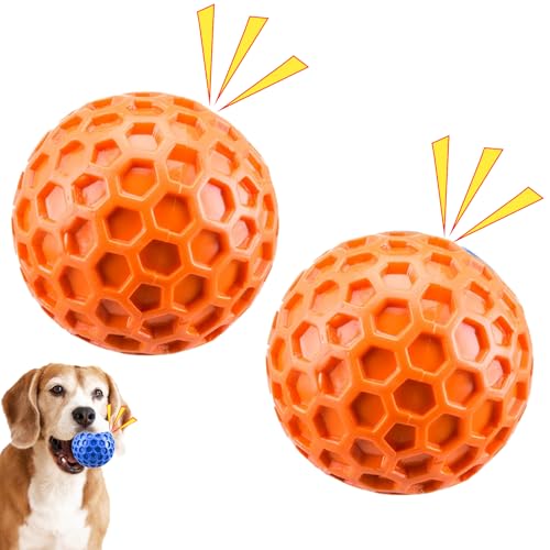 2pcs Hundeball Unzerstörbar,Unzerstörbarer Quietschender Hundeball,hundespielzeug Ball Unzerstörbar,Interaktives Kauspielzeug Aggressive Kauer,Kauspielzeug Für Kleine, Mittelgroße Haustiere,Hunde von Eevhrqw