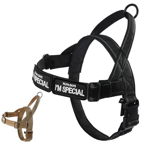 Hundegeschirr Verstellbar für Kleine Mittlere Große Hunde, Reflektierend Ausbruchsicher Ohne Zug, Hundegeschirr Jagd Training Outdoor Schwarz XL (BLACK-S) von Eeyfarog