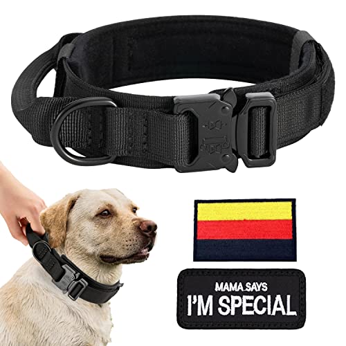 Eeyfarog Hundehalsband Verstellbar mit Kontrollgriff, Taktisch Halsband Nylon, Hunde Halsband Gepolstert, Metallschnalle, für Mittlere Große Hunde Jagd Training Outdoor von Eeyfarog