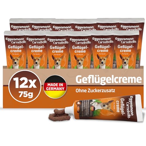 Eggersmann Carnebello - Geflügelcreme Snacktube 12 x 75 g - Hundeleckerli Geflügelcreme Hunde Tube - Leckereien für Hunde - Hunde Leckerlies als Belohnung für unterwegs oder beim Training von Eggersmann Carnebello