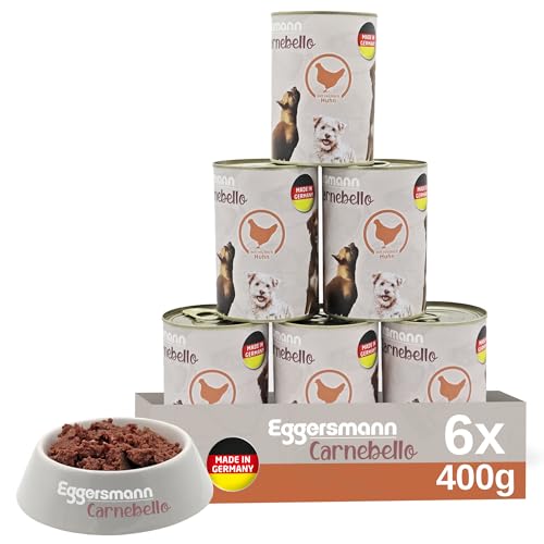 Eggersmann Carnebello - Hundefutter nass mit Huhn (6 x 400 g) - Hundefutter Alleinfutter für ausgewachsene Hunde - schmackhaftes und hochwertiges Nassfutter für Hunde von Eggersmann Carnebello