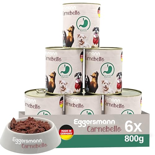 Eggersmann Carnebello - Hundefutter nass mit Pansen (6 x 800 g) - Hundefutter Alleinfutter für ausgewachsene Hunde - schmackhaftes und hochwertiges Nassfutter für Hunde von Eggersmann Carnebello