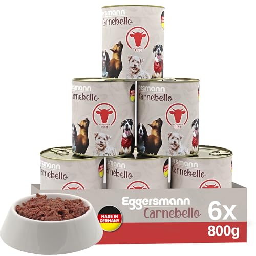 Eggersmann Carnebello - Hundefutter nass mit Rind (6 x 800 g) - Hundefutter Alleinfutter für ausgewachsene Hunde - schmackhaftes und hochwertiges Nassfutter für Hunde von Eggersmann Carnebello