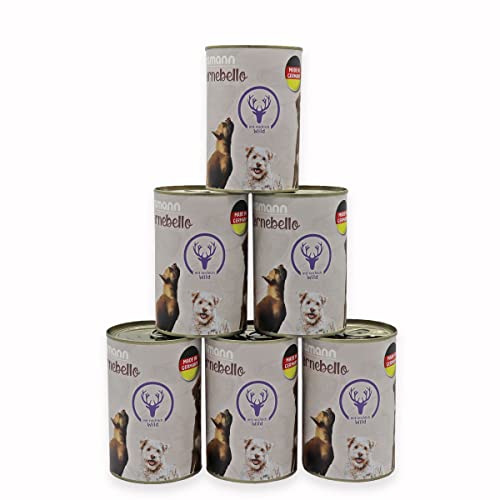 Eggersmann Carnebello - Hundefutter nass mit Wild (6 x 800 g) - Hundefutter Alleinfutter für ausgewachsene Hunde - schmackhaftes und hochwertiges Nassfutter für Hunde von Eggersmann Carnebello