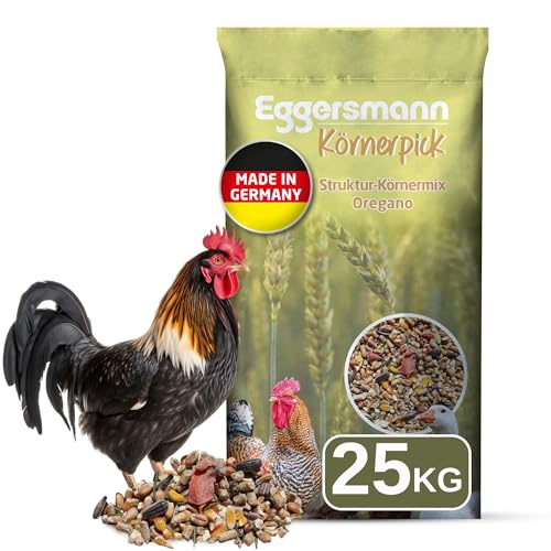 Eggersmann Körnerpick 25 kg Hühnerfutter - Struktur Körnermix Oregano - Hühner Körnerfutter Basic Geflügelfutter - Premium Körnermischung für Hühner Gänse und Enten von Eggersmann Körnerpick