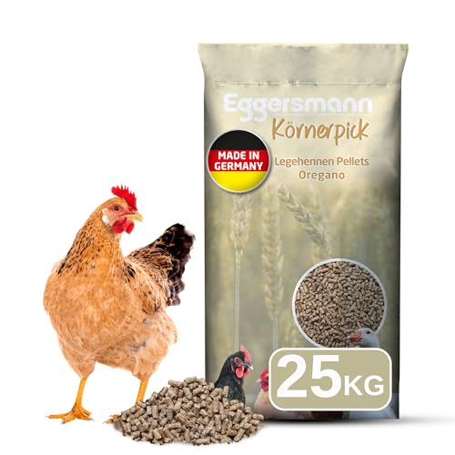 Eggersmann Körnerpick 25 kg Legehennen Pellets Oregano GVO frei - Hühner Futter - Premium Hühnerfutter - Pellets für Hühner Gänse und Enten in 3mm Pelletgröße von Eggersmann Körnerpick