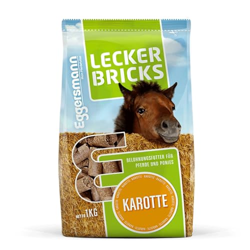 Eggersmann Lecker Bricks Karotte – Pferdeleckerlis Karotte – Leckerlies für Pferde und Ponies – 1 kg Beutel von Eggersmann Mein Pferdefutter