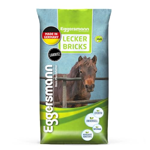 Eggersmann Mein Pferdefutter 25 kg Pferde-Leckerlis | Lecker Bricks für Pferde & Ponys | Natürlicher Lakritz-Geschmack | Perfekt als Belohnung & für zwischendurch | Pferde-Zubehör von Eggersmann Mein Pferdefutter