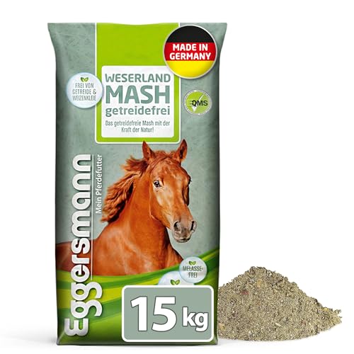 Eggersmann Mein Pferdefutter Weserland Mash getreidefrei 15 kg – Pferdefutter frei von Melasse, Getreide & Weizenkleie – Zur Unterstützung der Verdauung – Für Pferde mit Stoffwechselproblemen geeignet von Eggersmann Mein Pferdefutter