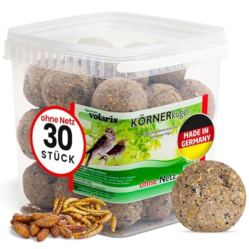 Eggersmann volaris 30 Stück Meisenknödel Protein ohne Netz 2.7 kg | Körnerkugel für Wildvögel |Nährstoffreiches Ganzahresfutter für alle Vogelarten von Eggersmann Mein Pferdefutter