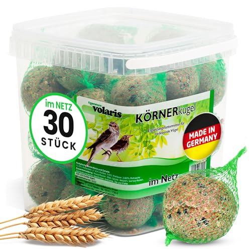 Eggersmann volaris 30 Stück Meisenknödel Vollkorn mit Netz 2.7 kg | Körnerkugel für Wildvögel | Nährstoffreiches Ganzahresfutter für alle Vogelarten von Eggersmann volaris