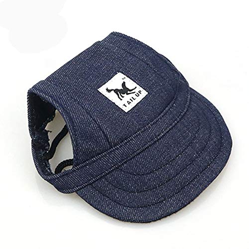 Egurs Hunde Baseballmütze Haustier Verstellbar Sunbonnet Sonnenschutz Hundecap Hundehut für Kleine, mittlere und große Hunde und Katzen Denim blau M von Egurs