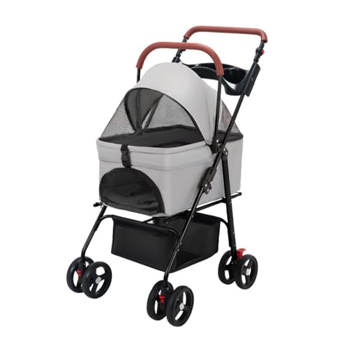 ehozirta Hunde-Kinderwagen, Haustier-Kinderwagen, zusammenklappbarer einfach zusammenklappbar mit herausnehmbarem Innenfutter, Sicherheitsgurt, Aufbewahrungskorb, Hunde-/Katzen-Welpen-Kinderwagen, 1 von ehozirta