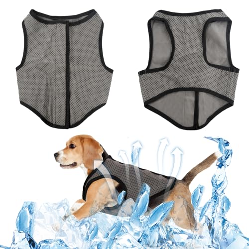 5 Größen Hunde Kühlweste, Sommer Abkühlung Jacket Grau für Hund, Atmungsaktiv Haustierweste Mesh Hundemantel für Große, Mittlere und Kleine Hunde (2XL) von Ehuihuan