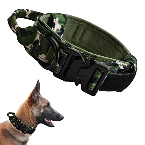 Ehuihuan Hundehalsband Verstellbar - Taktisches Hundehalsband mit Zugstopp für Große Hunde, Robustes Nylon Hundehalsband mit Metallverschluss für Outdoor und Training von Ehuihuan