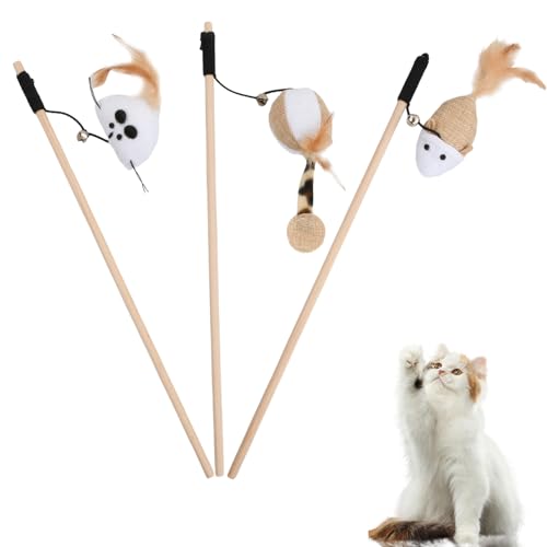 Ehuihuan Interaktives Katzenspielzeug Set 3 Stück Katze Spielzeug Katzenspielzeug Katzenangel Set, Katzenspielzeug Set mit Katzenangel, für Spielspaß, Training und Stressabba von Ehuihuan