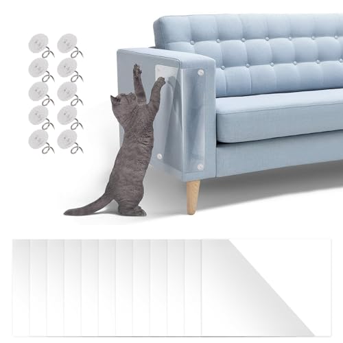 Katzen Kratzschutz Folie,Kratzschutz Sofa Katze,12Stück Selbstklebend Kratzschutzfolie Transparent,Katzen das Kratzen abgewöhnen,Kratzschutz für Sofa Wand Tür und Möbel (30cm x 4.8m) von Ehuihuan