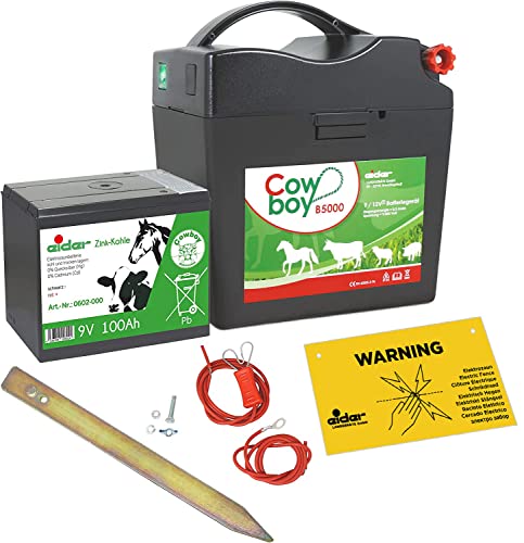 Eider Weidezaungerät Cowboy B 5000-9 Volt mit XXL 100 AH Batterie - ideal für Pferde und Ponys - mit langlebiger Batterie zum Bestpreis von Eider