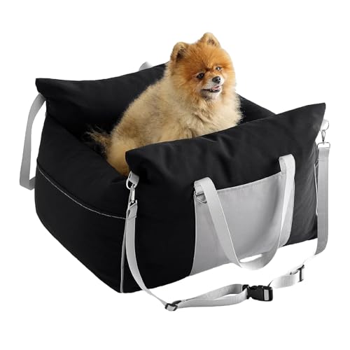 Mittelgroßer Autositz für Hunde, kleine Haustiere, Reisebett, einfache Installation, Sicherheitsleine zum Anklippen und mit abnehmbarer Matte, schwarz Mittelgroßer Autositz für Hunde, kleine Haustiere, Reisebett, einfache Installation, Sicherheitsleine zum Anklippen und mit abnehmbarer Matte, schwarz von Eidoct