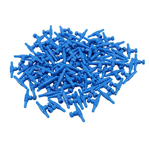 Eighosee 100 StüCk Blau Plastic 2-Wege-Aquarium-Aquarium-Luftpumpen-Steuerventil für 4-Mm-Luftrohr von Eighosee