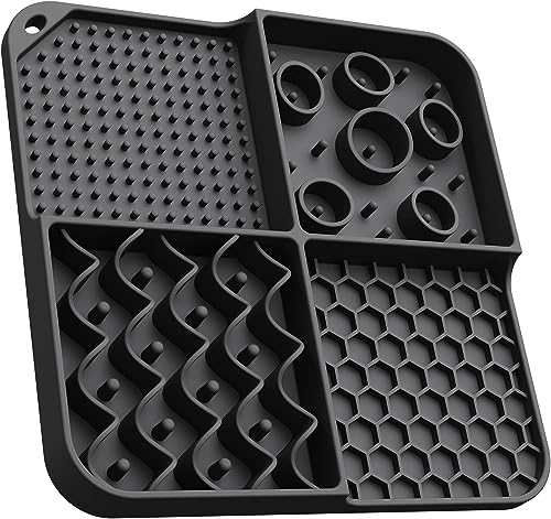 Eiito Lick Mat Hund 1 Stück Leckmatte mit Saugnäpfen, BPA-frei, spülmaschinenfest, Hund Katze Leckpad für Badetraining (Schwarz)… von Eiito