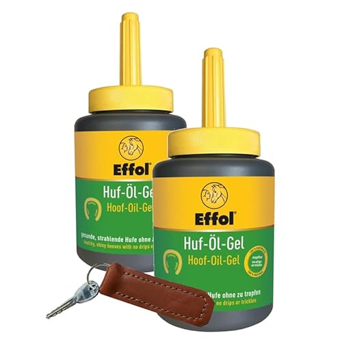 Eimermacher Doppelpack Effol Huf-Öl-Gel tropffrei 2x475ml Plus 1 Leder-Schlüsselanhänger von Eimermacher