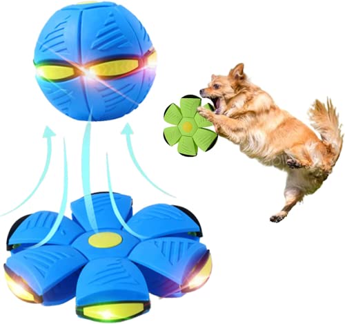 Pet Toy Flying Saucer Ball Hundespielzeug, Frisbee Ball Hundespielzeug, Flying Saucer Ball für Familienspiele, Erwachsene Kinder und Hunde und Katzen (blau, sechs Lichter) von Eivdru