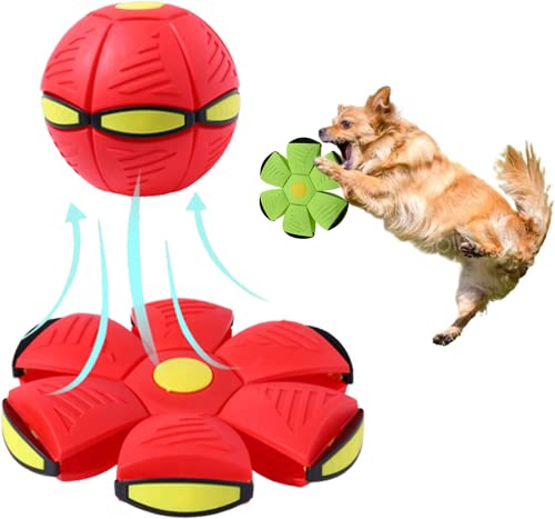 Pet Toy Flying Saucer Ball Dog Toy, Frisbee Ball Dog Toy, Pet Toys Dog Toys, Flying Saucer Ball Für Family Games, Erwachsene Kinder and Dog and Cat Toys (Rot, keine Licht) von Eivdru