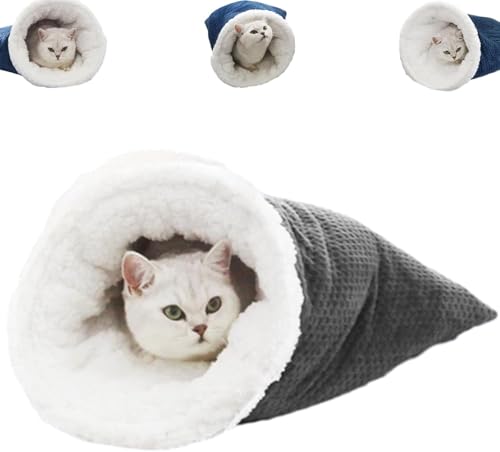 Winterschlafsack für Katzen, Katzen-Knittersack, Abnehmbarer Katzenschlafsack zum Schlafen, 360° warm, halbgeschlossener Katzenschlafsack, Bett mit Höhle von Eivdru