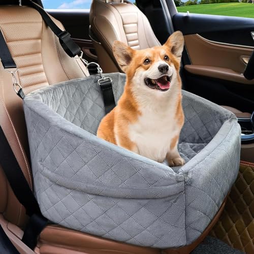 Ejoyous Hunde Autositz, Waschbarer Hundesitz Hundeautositz Hunde Sitzerhöhung Hundebett Auto Hundesitzerhöhung für kleine und mittelgroße Hunde (Grey) von Ejoyous