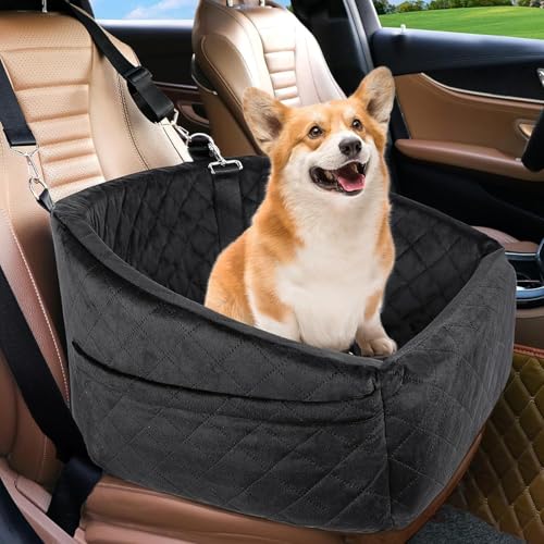 Ejoyous Hunde Autositz, Waschbarer Hundesitz Hundeautositz Sitzerhöhung Hundebett Auto Hundesitzerhöhung für kleine und mittelgroße Hunde 50 x 52 x 28 cm (Black) von Ejoyous