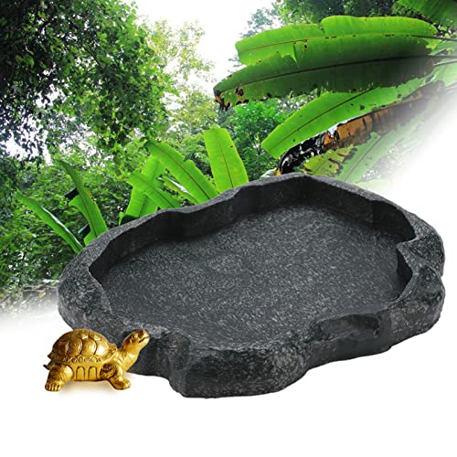 Ejoyous Reptilien Wasser Tablett ABS Resin Durable Repti Rock Feeder Wasser und Futterschale für Schildkröte und Eidechse - Robuste Futterschüssel zum Füttern und Tränken von Haustieren (M) von Ejoyous