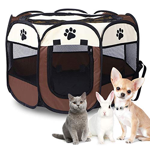 Welpenauslauf, Laufstall Hund Welpenlaufstall Faltbares Haustier Zelt 8-Panel Mesh Oxford Tierlaufstall mit mit Reißverschluss für Hunde Katzen Hasen & Kleintiere im Innen- und Außenbereich Picknick von Ejoyous