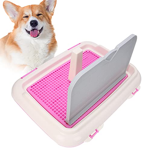 Hundetoilette, Welpentoilette Puppy Training Set Haustiertoilette mit Wand-Simulation und geplantem Urinieren Indoor Dog Potty (Rosa) von Ejoyous