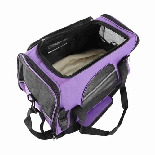 Pet Carrier Portable Bag Breathable Mesh Plush Pad Adjustable Shoulder Straps for Small Dogs Cats Under 10kg Pet Bag Black Grey Purple Blue Pink(Optional) Outgoing Travel (Purple) von Ejoyous