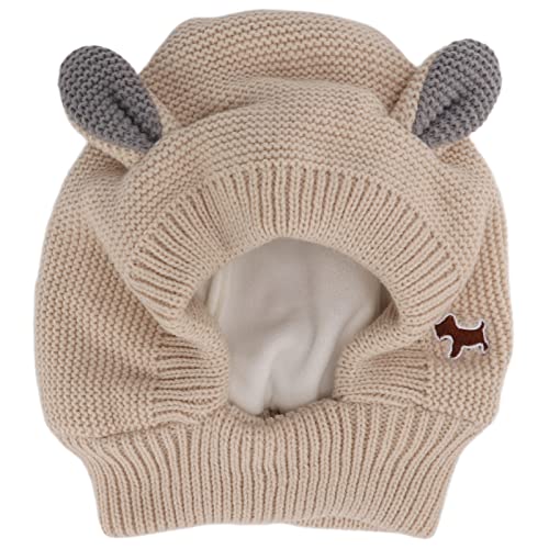 Süßes Katzen-Hundekostüm, Warme Bärenmütze, Warme Hunde-Ohrabdeckung, Wintermütze, Hunde-Snood-Kopfwickel für Hunde, Katzen, Haustiere (Beige) von Ejoyous