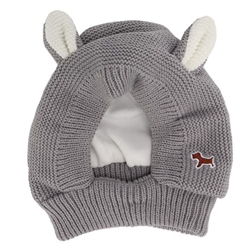 Süßes Katzen-Hundekostüm, Warme Bärenmütze, Warme Hunde-Ohrabdeckung, Wintermütze, Hunde-Snood-Kopfwickel für Hunde, Katzen, Haustiere (Grey) von Ejoyous