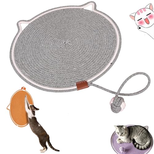 Pets Dual Scratching Pad,Large Size Cat Bed Cat Scratching Pad with Cat Toy,cat Scratching Mat Natural Cotton Rope Cat Scratching Pad,2024 Neuestes Kratzmatte Katze Hanfseil Katzenkratzbretter von Eklcgb