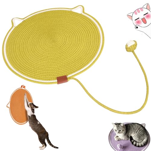 Pets Dual Scratching Pad,Large Size Cat Bed Cat Scratching Pad with Cat Toy,cat Scratching Mat Natural Cotton Rope Cat Scratching Pad,2024 Neuestes Kratzmatte Katze Hanfseil Katzenkratzbretter von Eklcgb