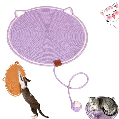 Pets Dual Scratching Pad,Large Size Cat Bed Cat Scratching Pad with Cat Toy,cat Scratching Mat Natural Cotton Rope Cat Scratching Pad,2024 Neuestes Kratzmatte Katze Hanfseil Katzenkratzbretter von Eklcgb