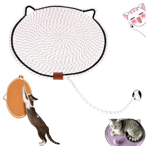 Pets Dual Scratching Pad,Large Size Cat Bed Cat Scratching Pad with Cat Toy,cat Scratching Mat Natural Cotton Rope Cat Scratching Pad,2024 Neuestes Kratzmatte Katze Hanfseil Katzenkratzbretter von Eklcgb