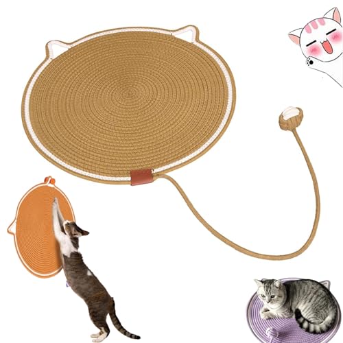 Pets Dual Scratching Pad,Large Size Cat Bed Cat Scratching Pad with Cat Toy,cat Scratching Mat Natural Cotton Rope Cat Scratching Pad,2024 Neuestes Kratzmatte Katze Hanfseil Katzenkratzbretter von Eklcgb