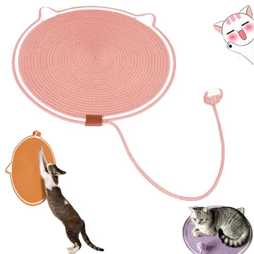 Pets Dual Scratching Pad,Large Size Cat Bed Cat Scratching Pad with Cat Toy,cat Scratching Mat Natural Cotton Rope Cat Scratching Pad,2024 Neuestes Kratzmatte Katze Hanfseil Katzenkratzbretter von Eklcgb