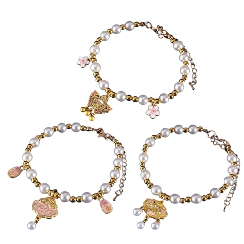 Eladcncmc Halskette mit chinesischem Neujahrsmotiv für Haustiere, Halsband, Charm, Peals, Katzen, längenverstellbar, Halsband für Katzen, Urlaub, Haustier-Halsbekleidung von Eladcncmc